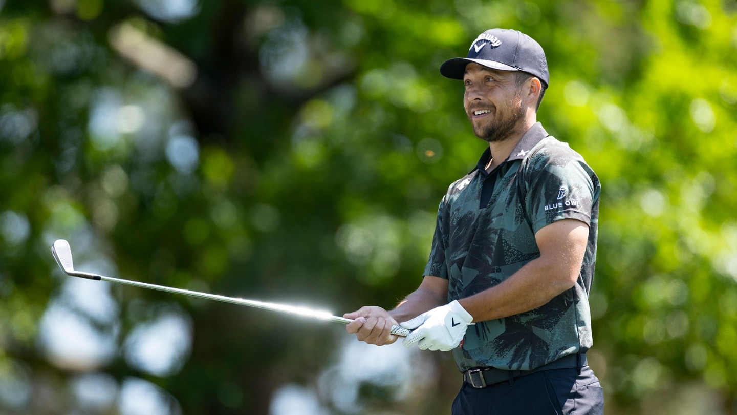 Xander Schauffele during a practice round at the 2025 Masters.