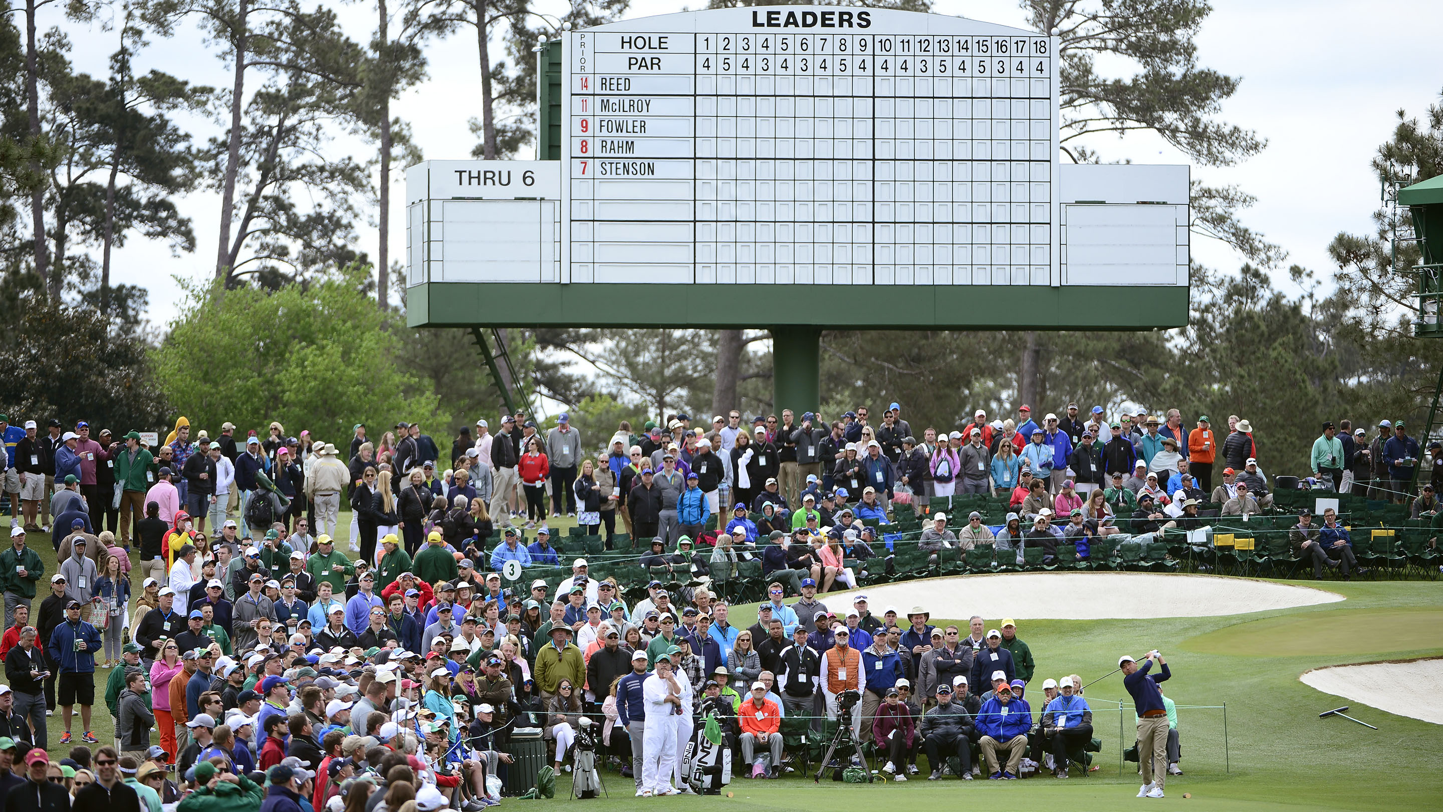 Amateur Doug Ghim drives No. 3 during the final round of the Masters at