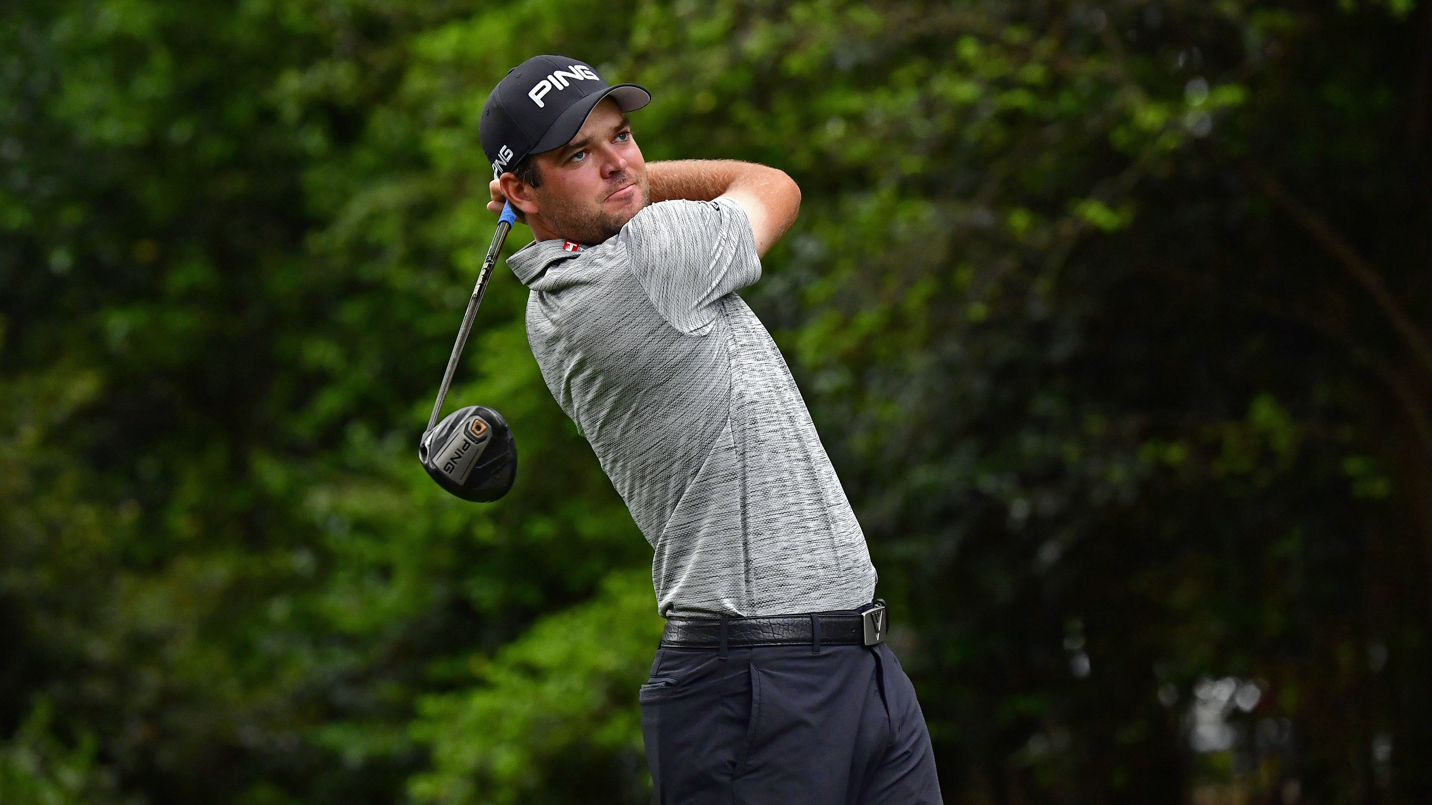 Corey Conners of Canada hits his tee shot on hole No. 2 during the ...