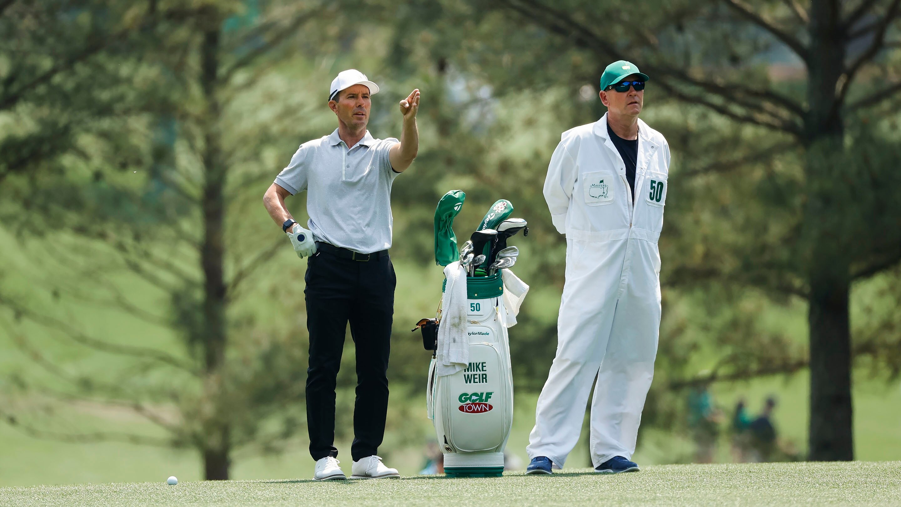 Masters champion Mike Weir of Canada on No. 1 during Practice Round 3