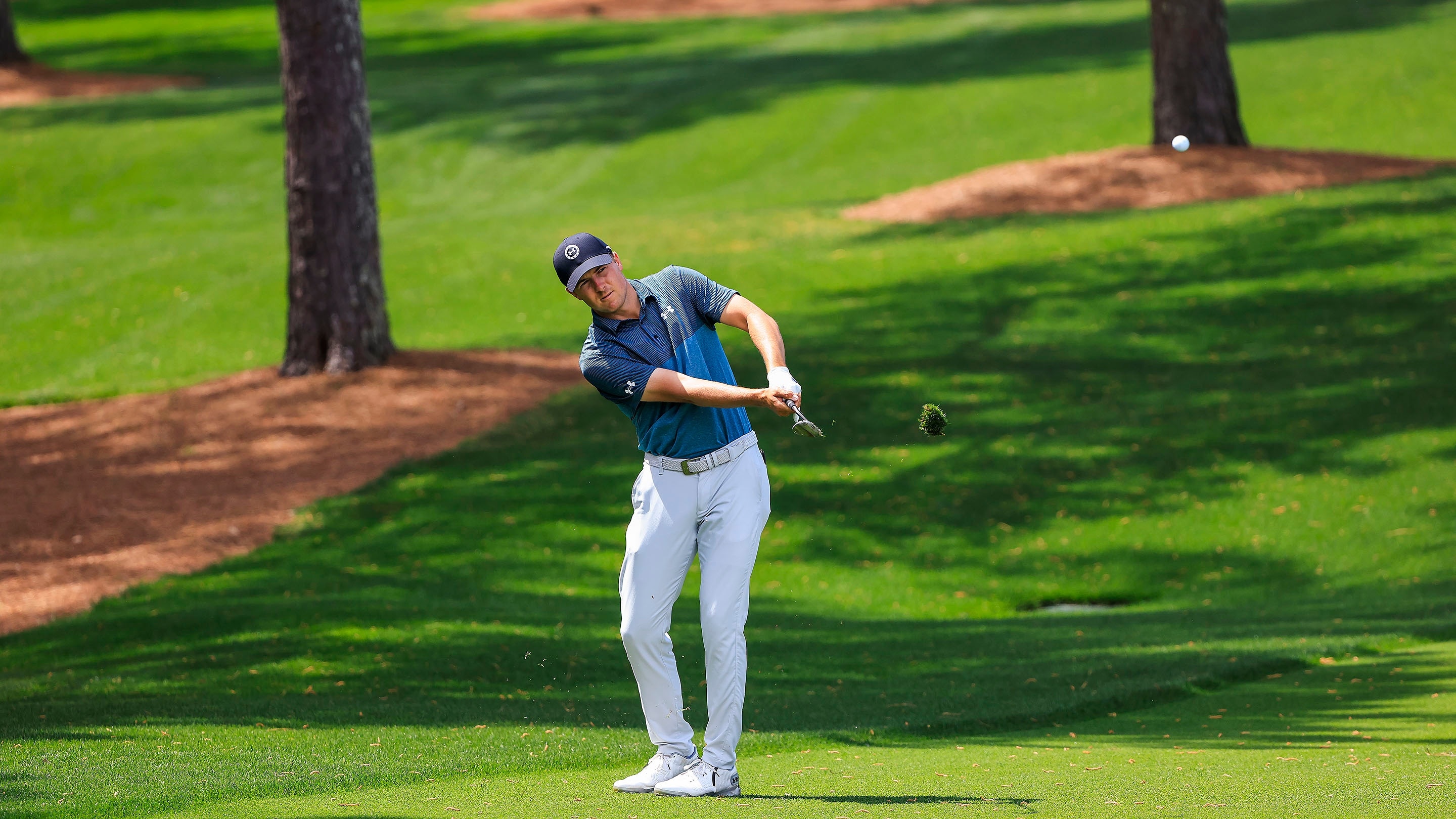 Masters champion Jordan Spieth plays to the No. 2 green during the ...